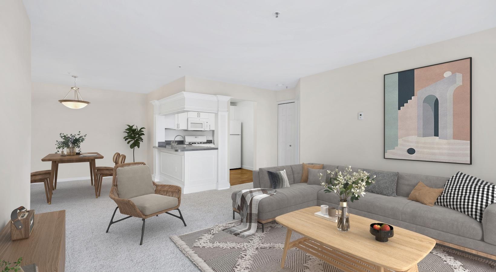 Find your perfect fit at Columbia Crossing a living room with a couch and a table