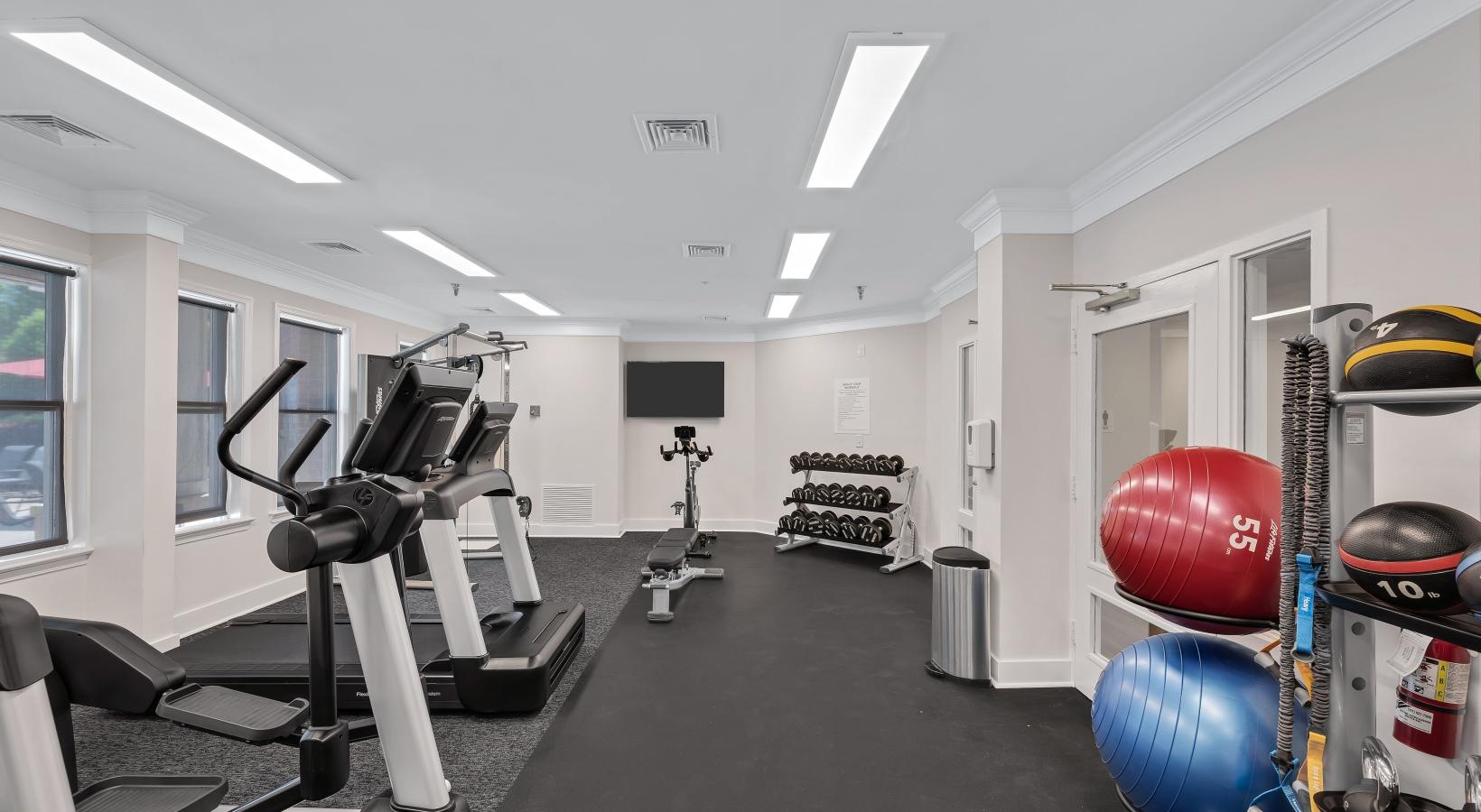 Find your perfect fit at Columbia Crossing a room with exercise equipment