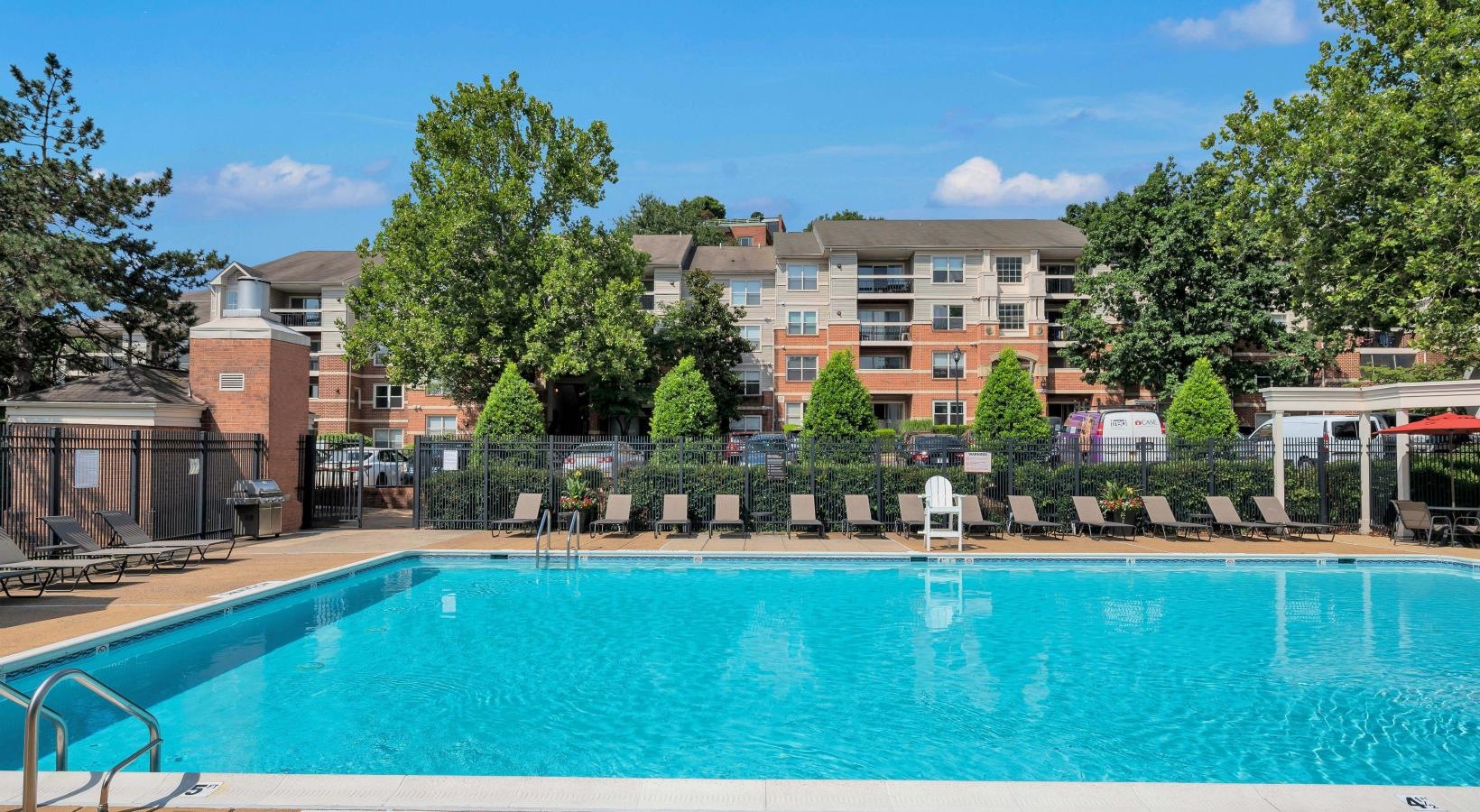 Sparkling swimming pool a swimming pool in a backyard