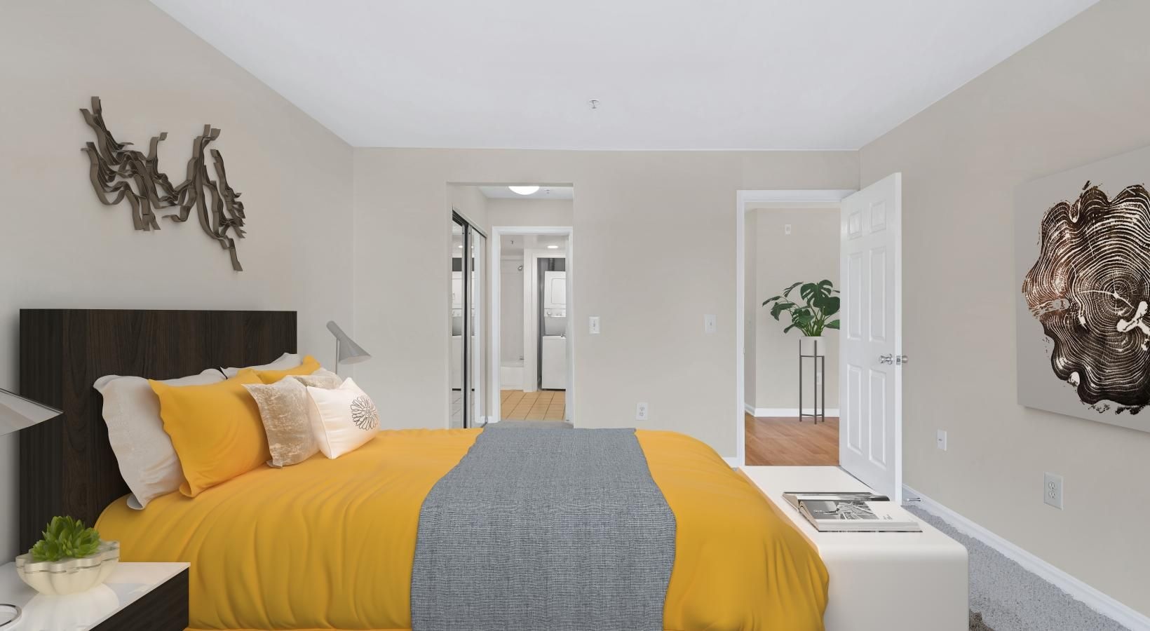 Relax and recharge in beautiful and spacious bedrooms a bedroom with a bed and a desk